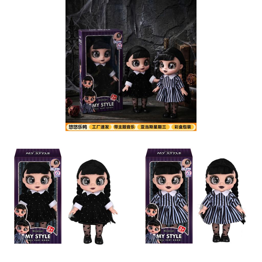 Wednesday Addams 13in Jointed Rubber Doll With Music For Collectors And Play