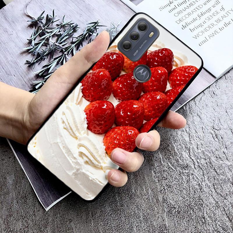 Phone Case For Moto G86 G85 G75 G15 G05 G56 G72 G53 G54 G84 G60 G31 G32 G24  G 5G G Play Strawberry Cat Cartoon