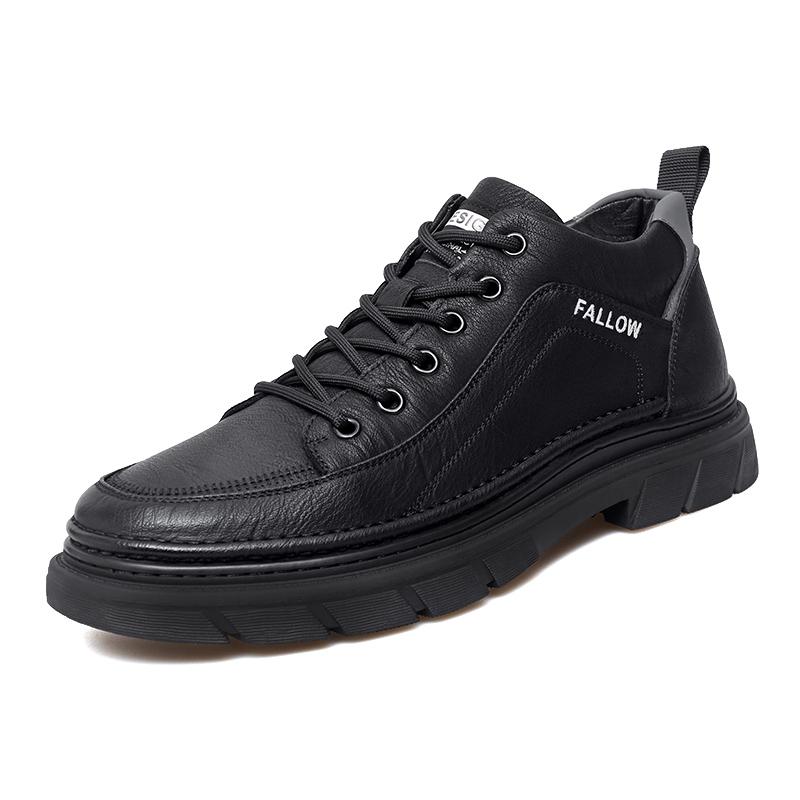 Fashion Casual lace up men's leather shoes High quality Retro style High quality Outdoor leisure street Black casual sports shoes