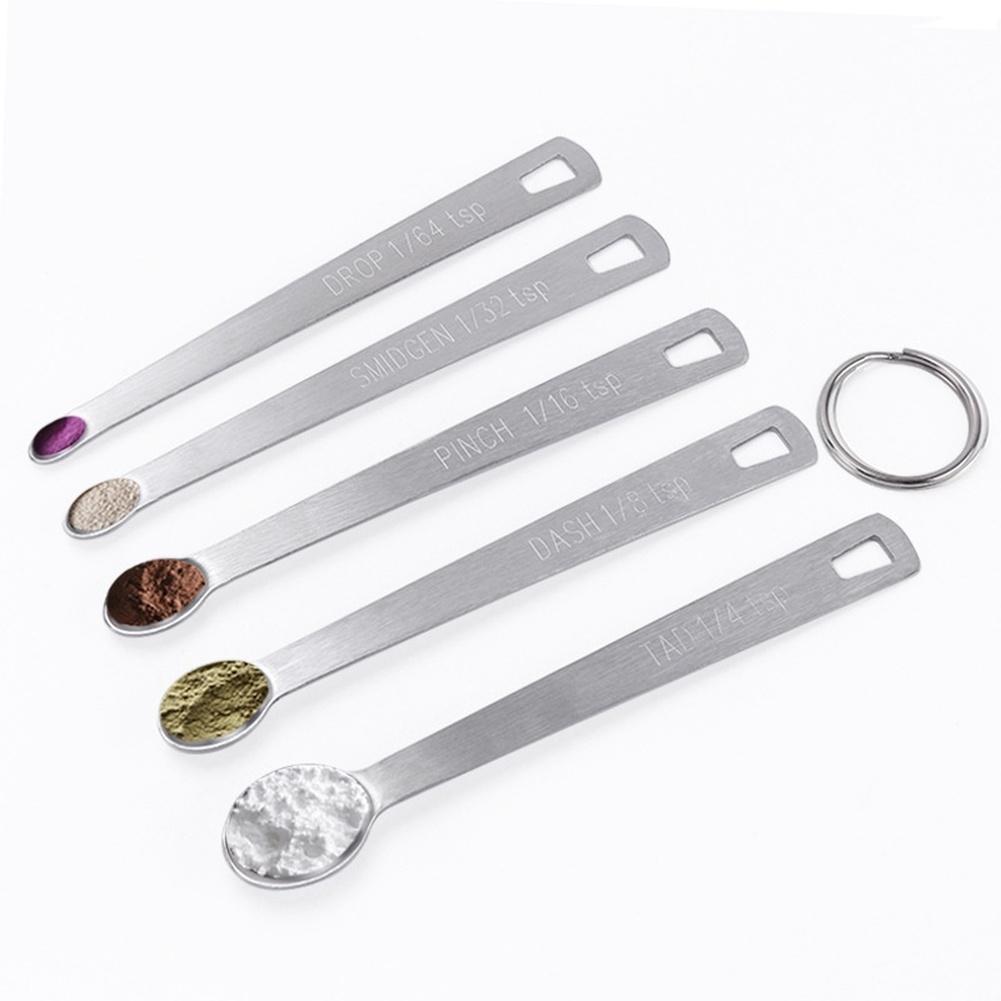 Juego de 5 Cucharas Medidoras de Acero Inoxidable con Identificación Clara TAD DASH PINCH SMIDGEN DROP para Uso en Cocina