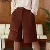 INCERUN Men Zip-up Waist Furry Casual Loose Shorts Half Pants