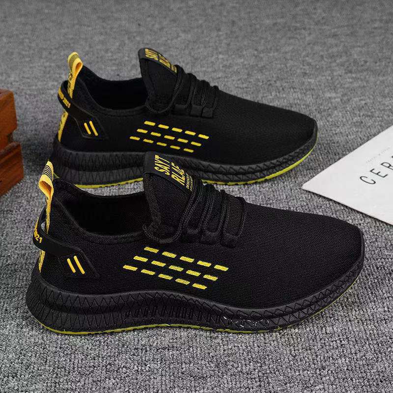 

2025 spring men s shoes new flying woven shallow mouth lightweight breathable mesh sports shoes autumn casual shoes 39