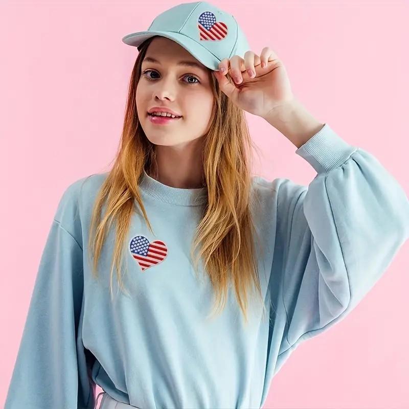 12 Pcs American Flag Heart Embroidered Patch Iron On USA Applique Badge for Jacket Jeans Hat Backpack Clothes Decoration