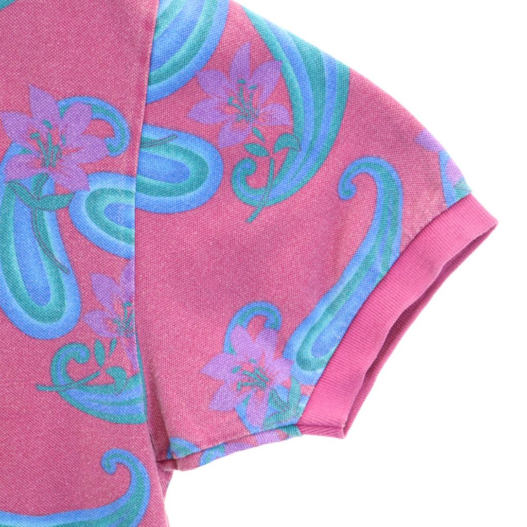 CHAPS RALPH LAUREN 80s Vintage Paisley Pattern Short Sleeve Ringer Polo Shirt Men's Used