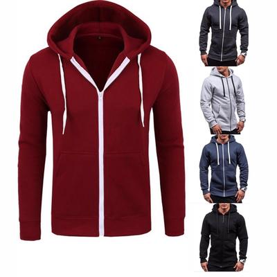 Men's Spring Autumn Casual Fashion Solid Colour Sweater Men's Long-sleeved Sports Hooded Top Zip Cardigan Sweater Moisture Wicking Breathable Tops