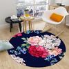 Peony Rose Flower Round Carpet Botanical Floral Area Rug Soft Non-slip Circle Floor Mat for Bedroom Living Room Chair Sofa Decor