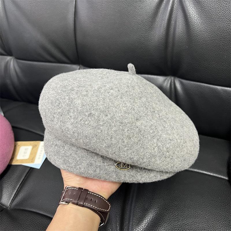 

Широкополый шерстяной берет женский осень и зима литературный легкая роскошь шляпа-гриб ощущение шляпа художника серый