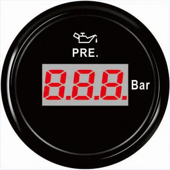 Auto 0-10Bar Show Digital Oil Pressure Meters 52mm 10-184ohm Input Signal Oil Pressure Gauges with Red Backlight for Truck Boat BN
