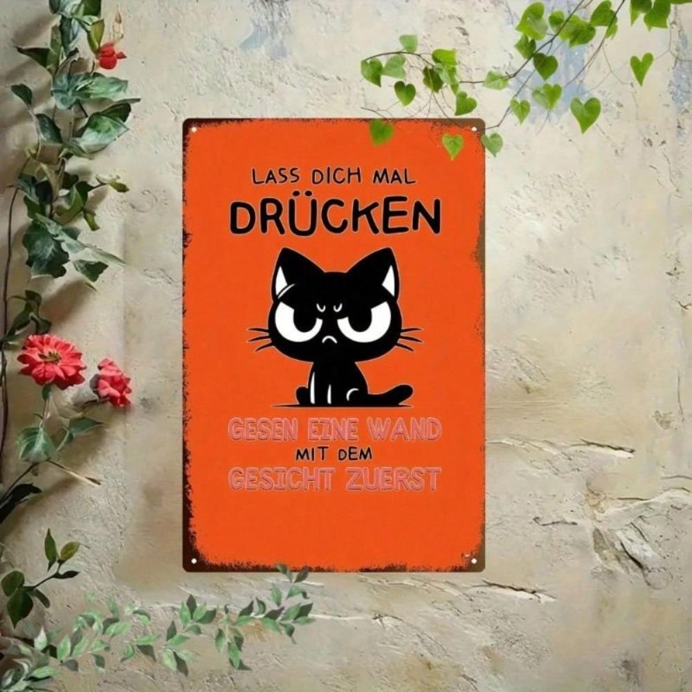 Vintage Metal Cat Sign 20x30cm Rustic Wall Decor for Kitchen Garden Home