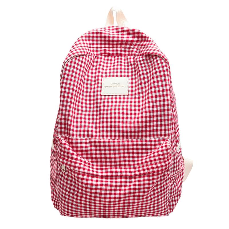 Plaid Backpack Campus Student Schoolbag Nylon Large Capacity Backpack