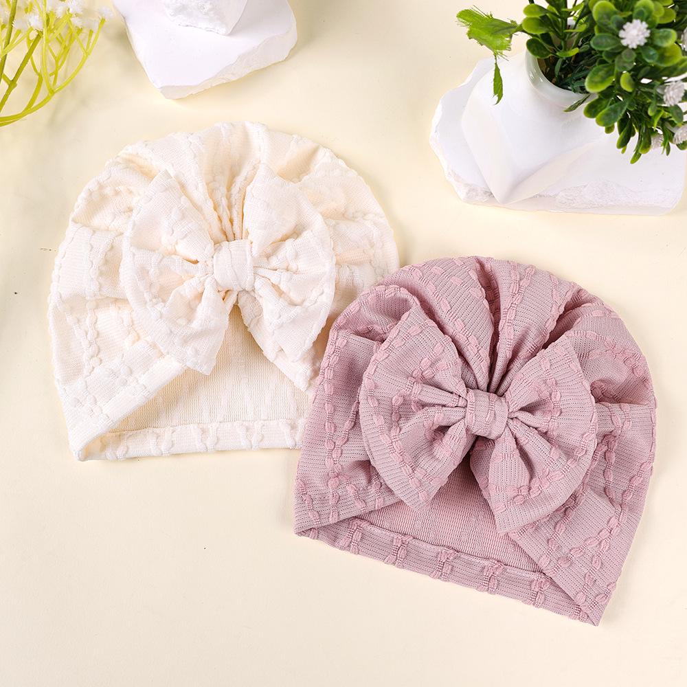 Chapeau Bébé Traversant Noeud - Mignon Chapeau Fleur Bébé avec Design Couleur Unie