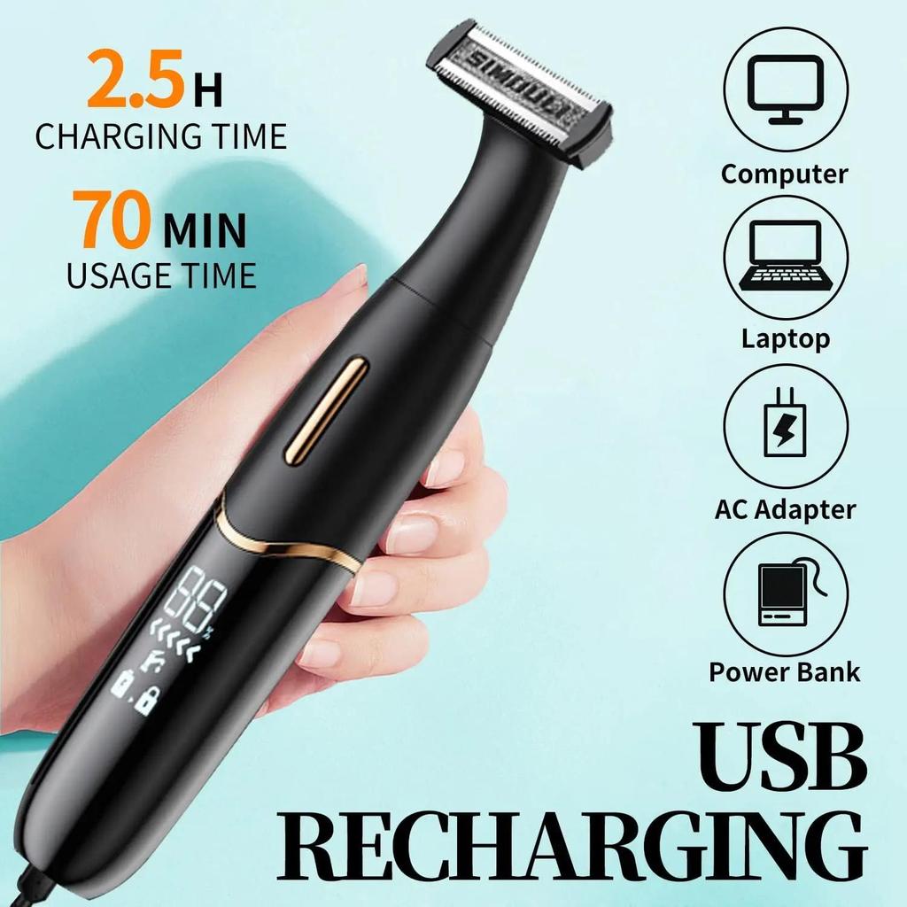 3IN1 Precision Beard Eyebrow Nose Pubic Hair Shaving Machine Male Female Electric Razor for Intimate Areas Bikini Line Sex Part Shaver