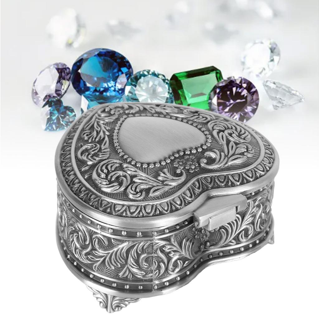 Kovová šperkovnice ve tvaru srdce Slitina Vintage krabička na drobnosti ve tvaru srdce Lehká krabička na drobnosti ve tvaru srdce pro brože, prsteny, náušnice