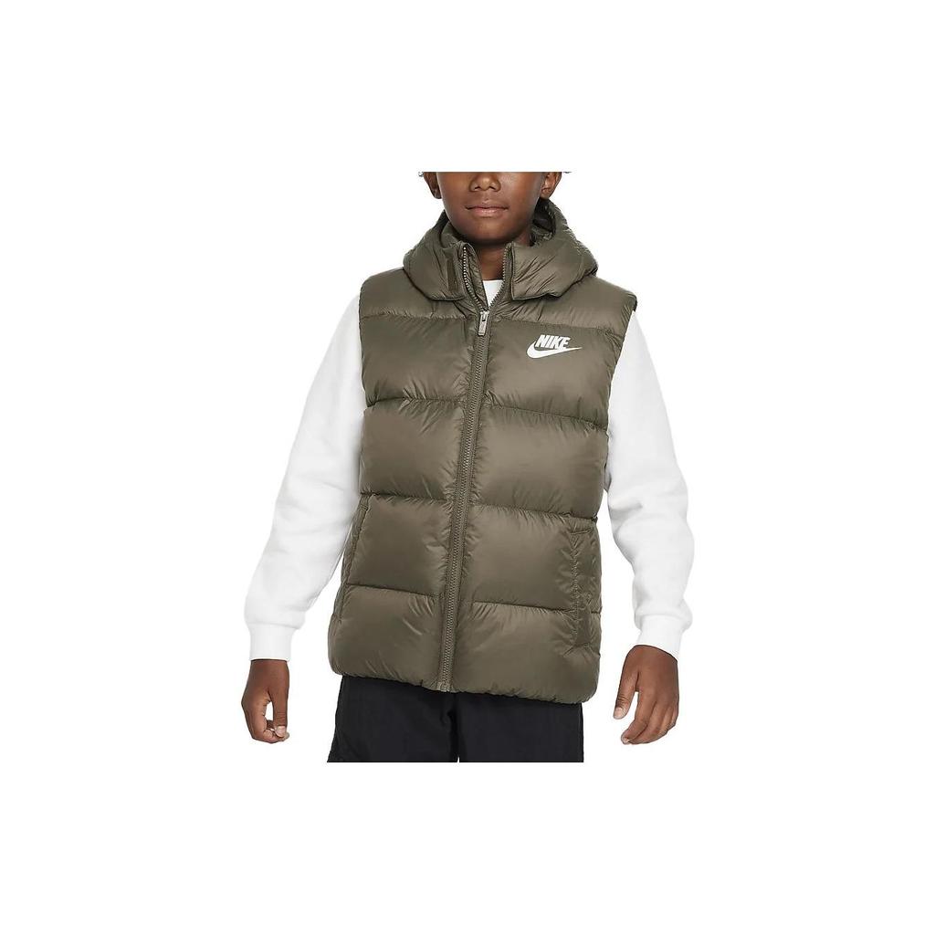 Nike Vest Logo Print Removable Hooded Down Kids Outerwear DZ9728-222