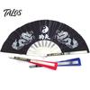 Handheld Tai Ji Fan Dual Dragon Print Loud Clack Chinese Style Portable Large Size Performance Prop Crafts Anti-rust Stainless Steel Rib Folding