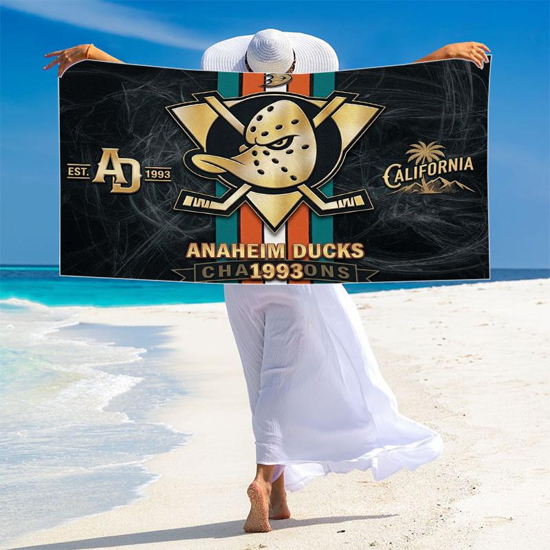Anaheim Ducks Print Beach Towel, Large Soft Quick Dry Towel for Beach Camping Swimming