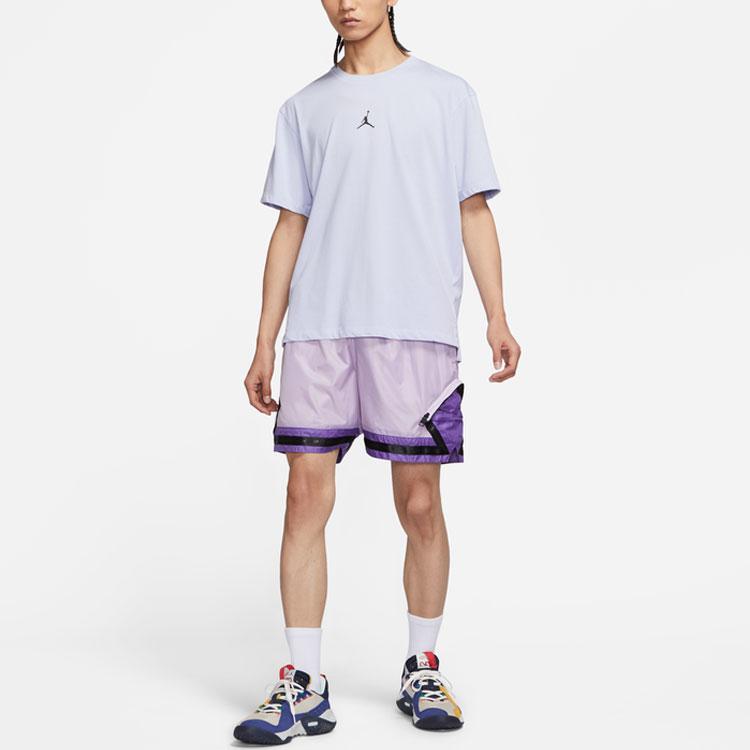 Jordan T Shirts Men's Purple Crew Neck Moderate Straight Fit DH8922-057