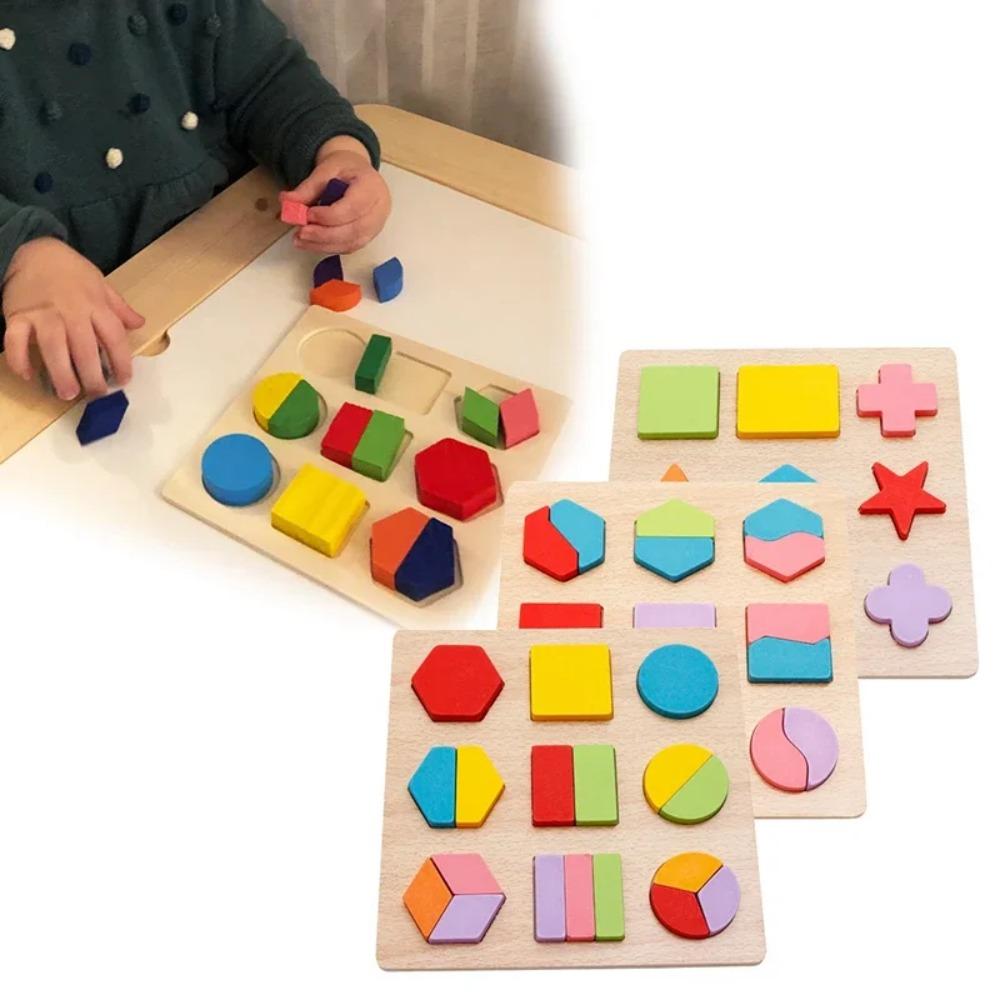 Activity Board Puzzle géométrique en bois, jouet sensoriel d'éveil pour les tout-petits, forme et forme