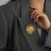 Exquisite Sun Symbol Brooch Stylish Embossed Lapel Pin Featuring Detailed Embossing for Gift Giving Occasions