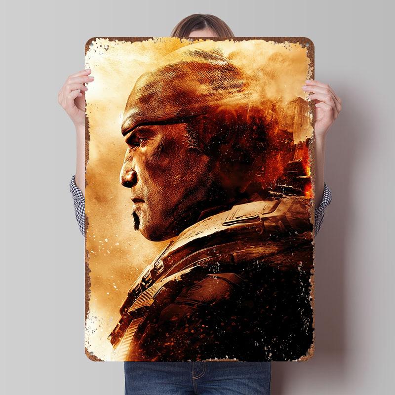 

Gears of War Character James Dominic JD Tin Plaque Poster Customized Wall Art Retro Vintage Metal Signs for Man Cave Wand Deko 7.9x11.8In(20x30cm)