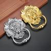 DRELD 155mm Big Lion Head Drop Ring Furniture Handle Bright Chrome Wood Chair Sofa Door Pull Handle Knob Retro Style Silver Gold