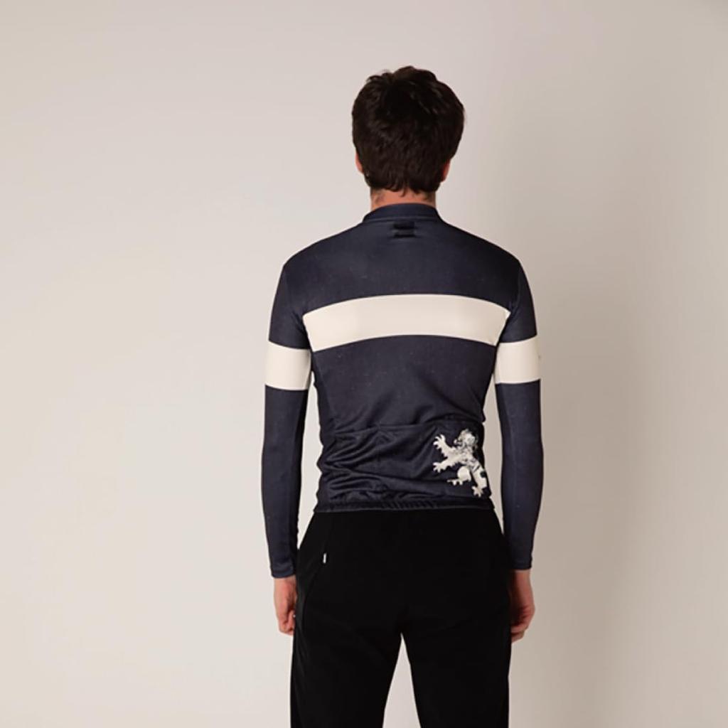 Kapelmuur Long Sleeve Cycling Denim Print Jersey with Size XS Jersey, Stripes, Navy,
