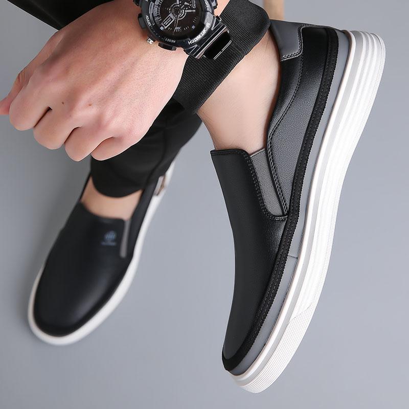 Fashion Brand Summer Fashion Comfortable Men's New Versatile White Shoes Genuine Leather Breathable Soft Soled Leather Shoes Board Shoes
