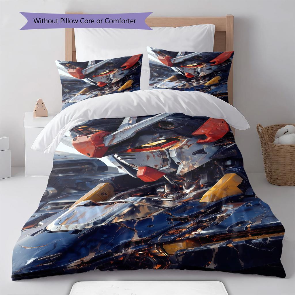 Gundam Cool Robot Style Bedding Set Anime Duvet Cover Polyester Soft Comforter Bedroom Set -QJY