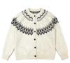 Nordic Færøerne Women's Retro Floral Jacquard Knit Cardigan – Loose Round Neck Sweater Coat for Autumn/Winter.