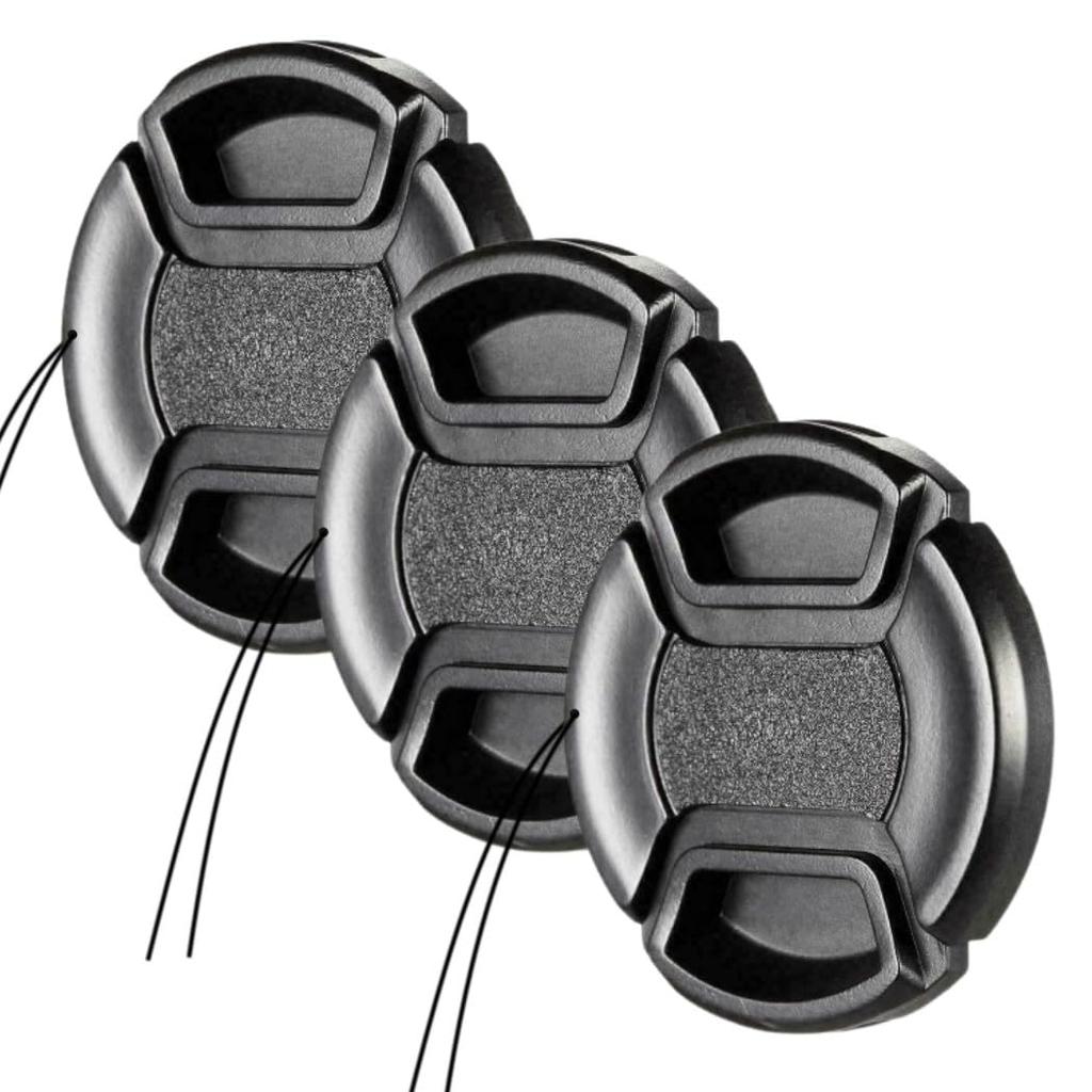 XSAJU Camera Lens Set of Lens Covers with Straps Caps, 58mm, 3, One-Touch Anti-Slip