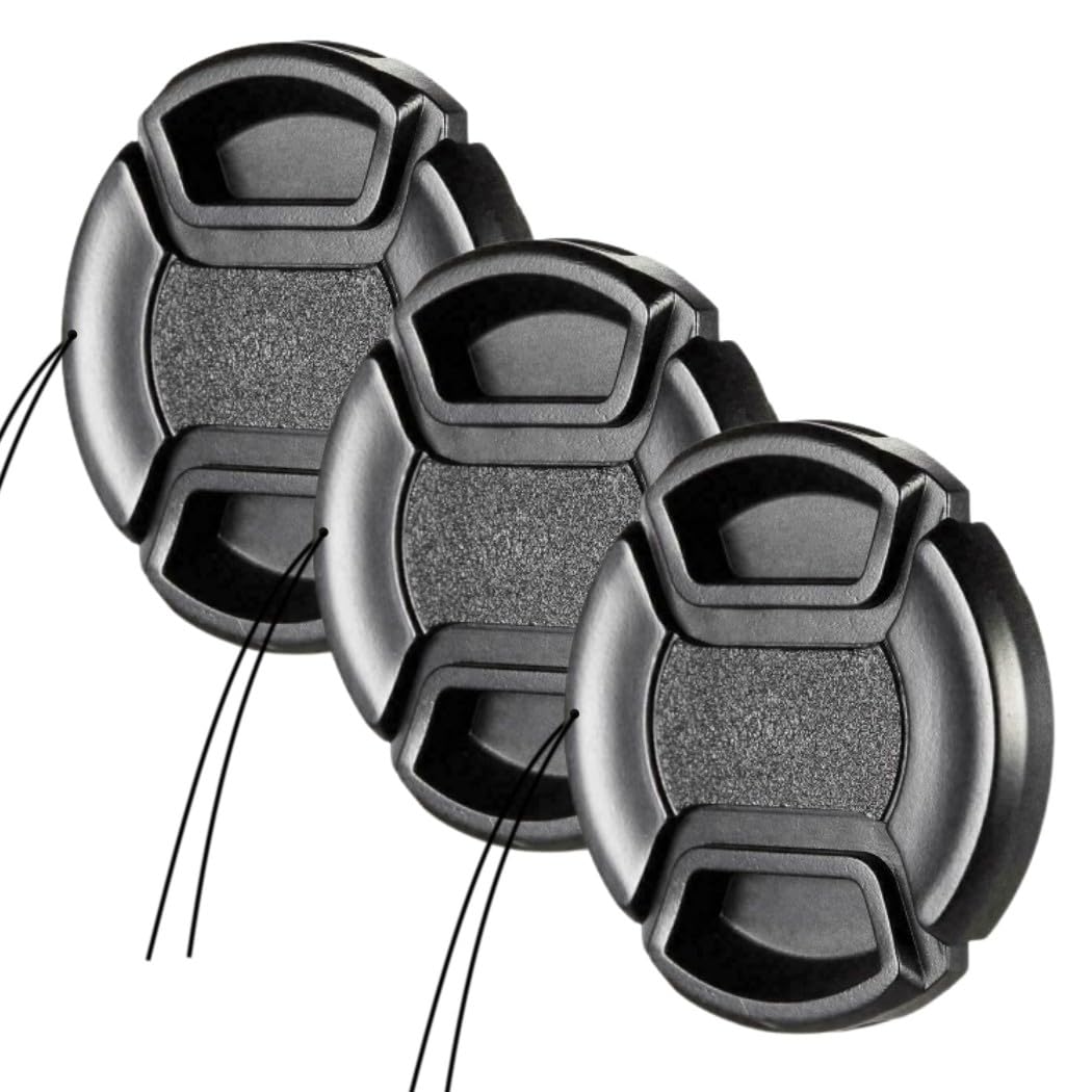 

XSAJU Camera Lens Set of Lens Covers with Straps Caps, 58mm, 3, One-Touch Anti-Slip чорний