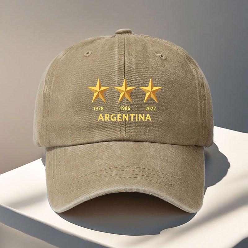 Mens Vintage Argentina Football Baseball Cap  Lightweight Adjustable Curved Brim Snapback with Argentina Embroidery and