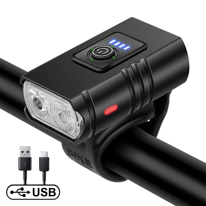 Rechargeable Aluminum Bike Headlight with Power Display  High Brightness Warning Light