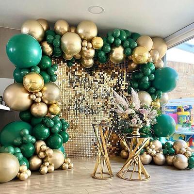 136-teiliges Set mit Ballongirlanden in Grün und Gold, metallisch-goldene Ballons, dunkelgrüne Ballons zur Dekoration von Geburtstagen, Hochzeiten