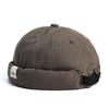 Casquette Docker Sans Visière Casquettes Sans Bord Homme Bonnets Dôme Couleur Unie Casquette Ajustable Été Hip Hop Bonnet Pompon Mode