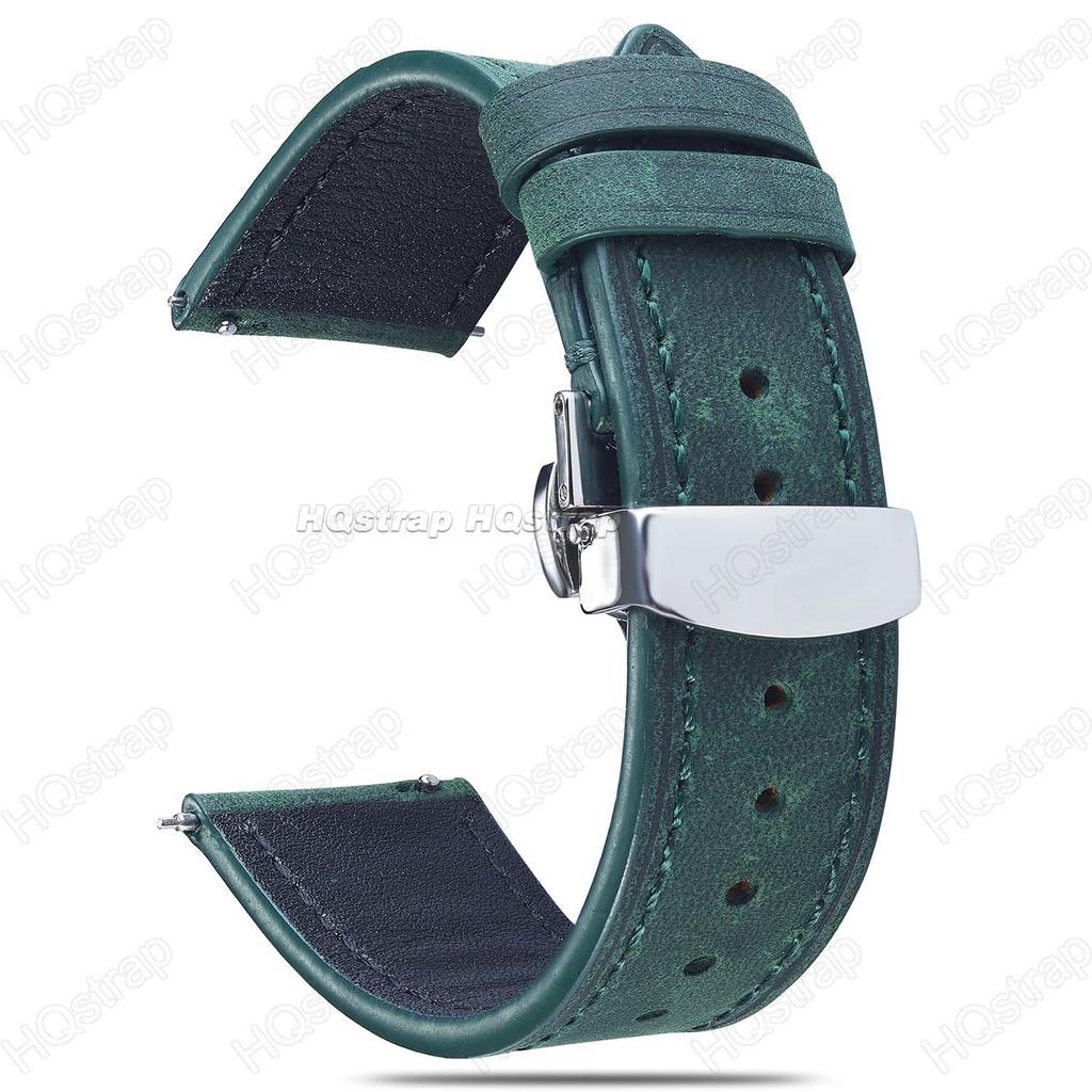 Watchband Cowhide Leather Watch Strap 18mm 19mm 20mm 21mm 22mm Stainless Steel Buckle Butterfly Bracelet for Women Men Watch Band Vintage