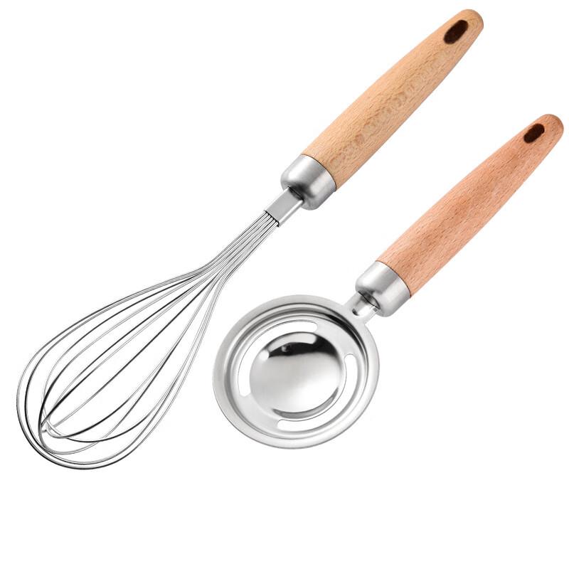 

ZISIZ Manual Wooden Handle Egg Whisk & Separator Set (2-Pack)