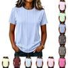 Women's Casual Short Sleeve Raglan Sleeve Top Striped Printed Crew Neck Lightweight Summer Shirt