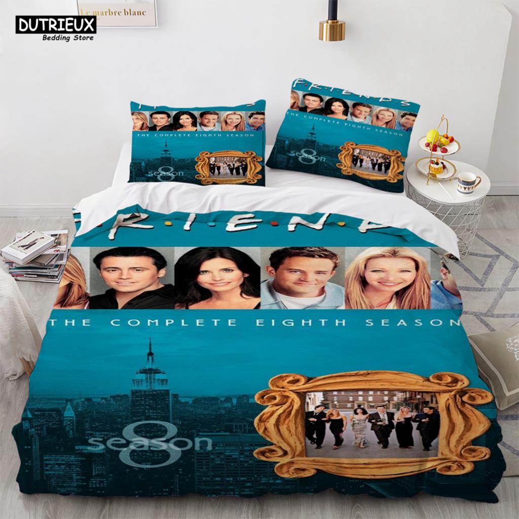 Neue Freunde Sets Bettbezug mit Kissenbezug Twin Full Queen King Doppel Einzelgröße Bettbezug Frauen Erwachsene Teenager Bettwäscheset