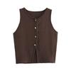 Western Style 2025 Summer New Women clothes All-Match round Neck Sleeveless Slim fit Plain Stitch Short Jacket 5536128