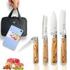 SENBON 440A Steel Folding Outdoor Camping Olive Wood Camping BBQ Set Knife, Portable, Knife, Knife, Handle, Travel, Petit, 4-Piece