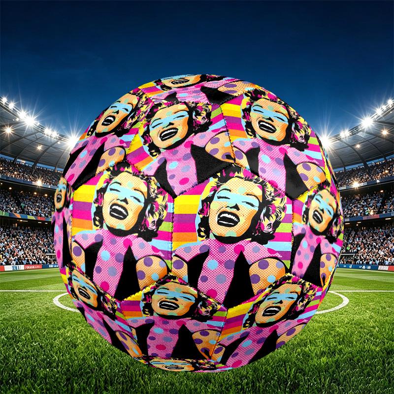 Marilyn Monroe Print Size 5 Soccer Ball, PU Wear Resistant Football for Match Training and Daily Practice, Birthday Gift for Soccer Fans