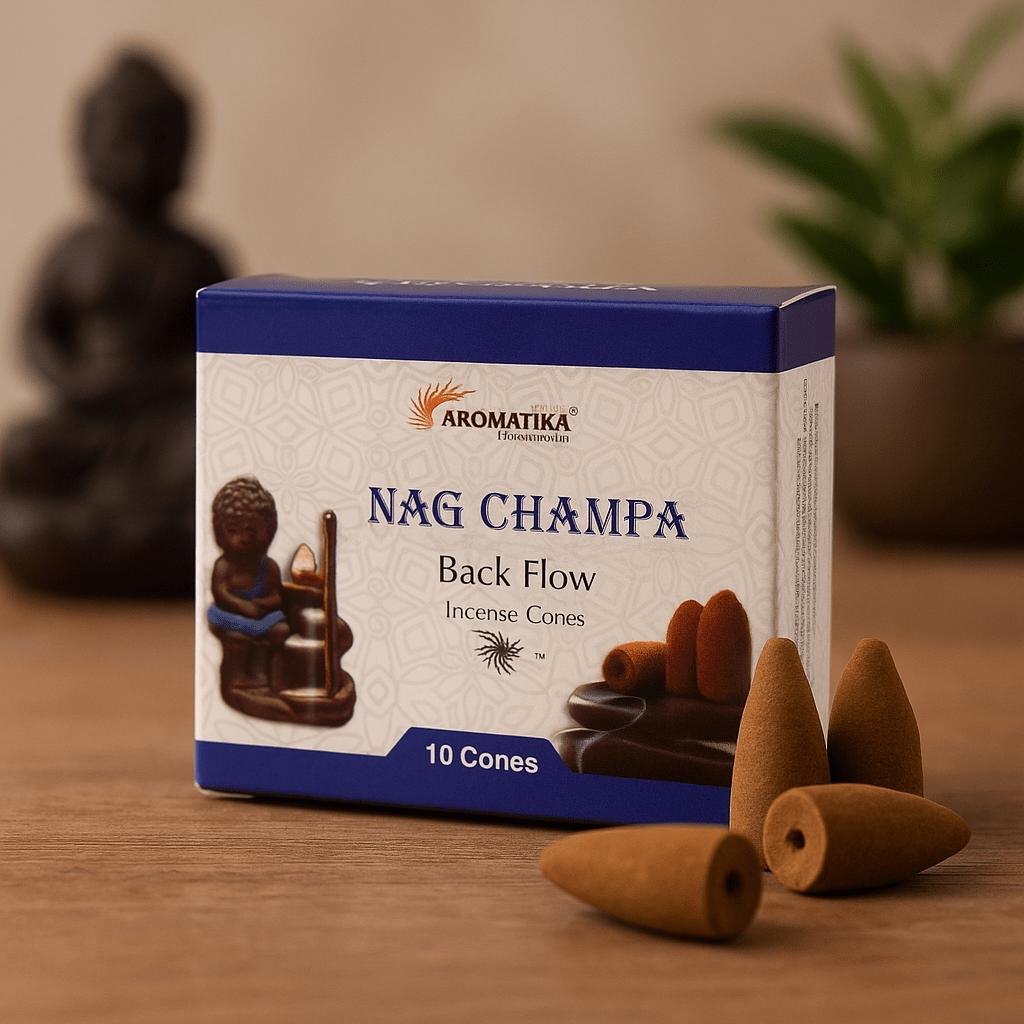 Cônes d'encens à reflux Nag Champa 10 Cônes Aromatica