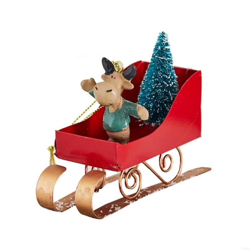 Iron Metal Sleigh Hanging Decoration Christmas Tree Ornament Car Interiors