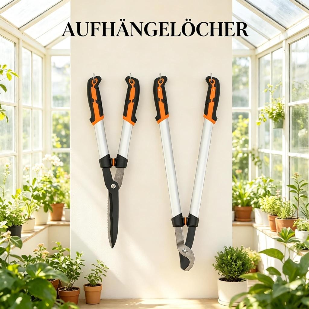 4-Piece Garden Shears Set with Branch Cutter, Bypass Pruner, Cutting Shears and Folding Saw, Aluminum Handles