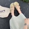 ~ Versatile One-pedal Open-toed Double-breasted Lazy Thick-soled Heightening Slippers Women