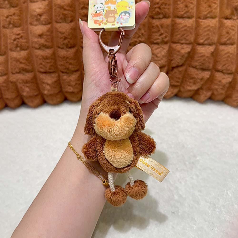 Funny Plush Dog Pendant Soft Cartoon Animal Keychain Cute Bear Doll Key Ring  Couple