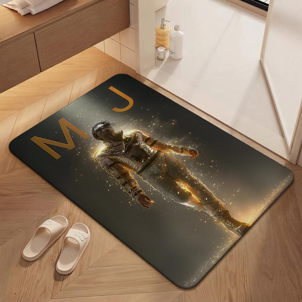 Michael Jackson Portrait Signature Printed Rug Absorbent Nonslip Carpet For Hallway Balcony Study Home Party Decor Halloween Gift