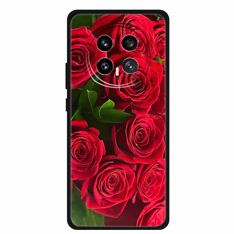 Mobile Phone Protective Case For Honor Magic8 5G Floral Painted Soft Black Silicone Back Cover For Honor Magic 8 2025 Case Funda