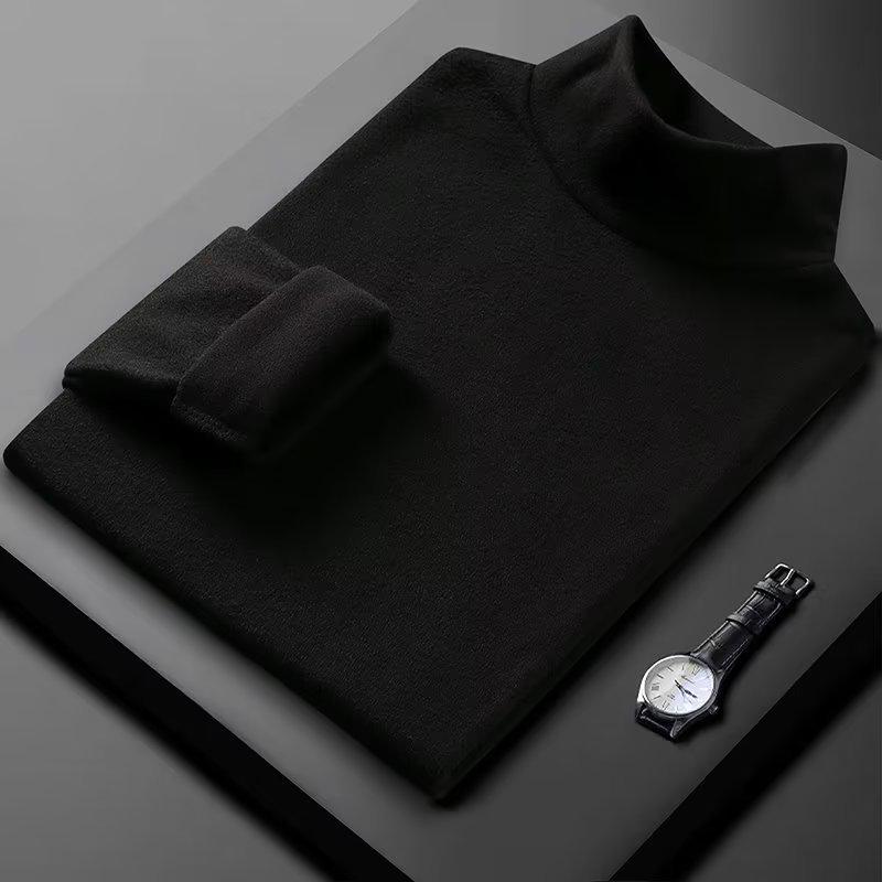 

Мужская водолазка с высоким воротом из немецкого бархата, двухсторонняя, с длинными рукавами, облегающая, на осень/зиму XL чёрный